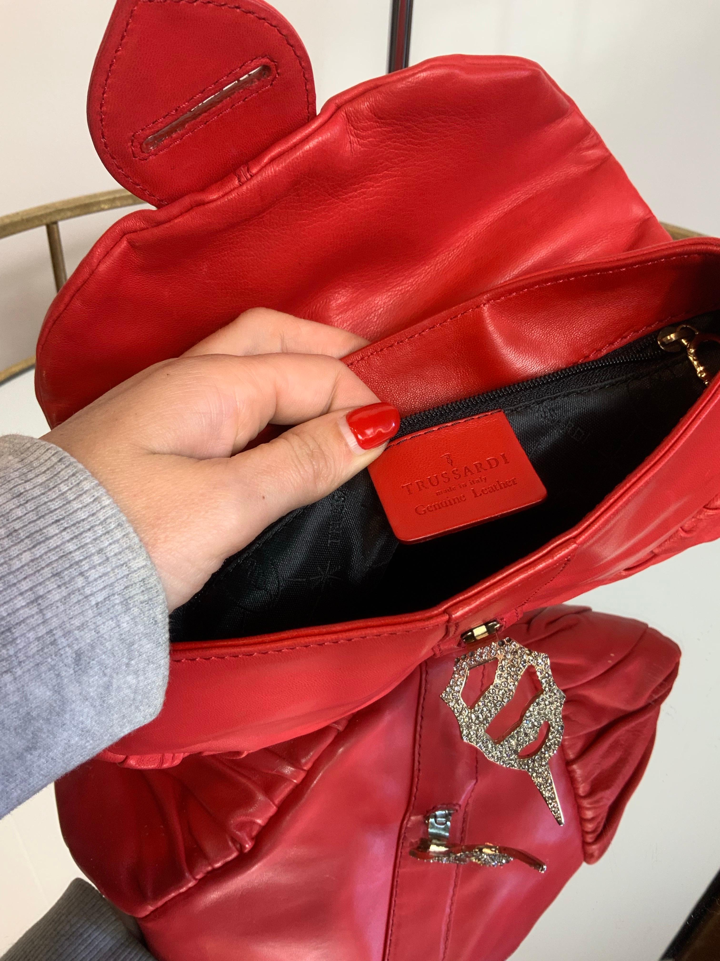 Trussardi sac en cuir vintage en vente 4