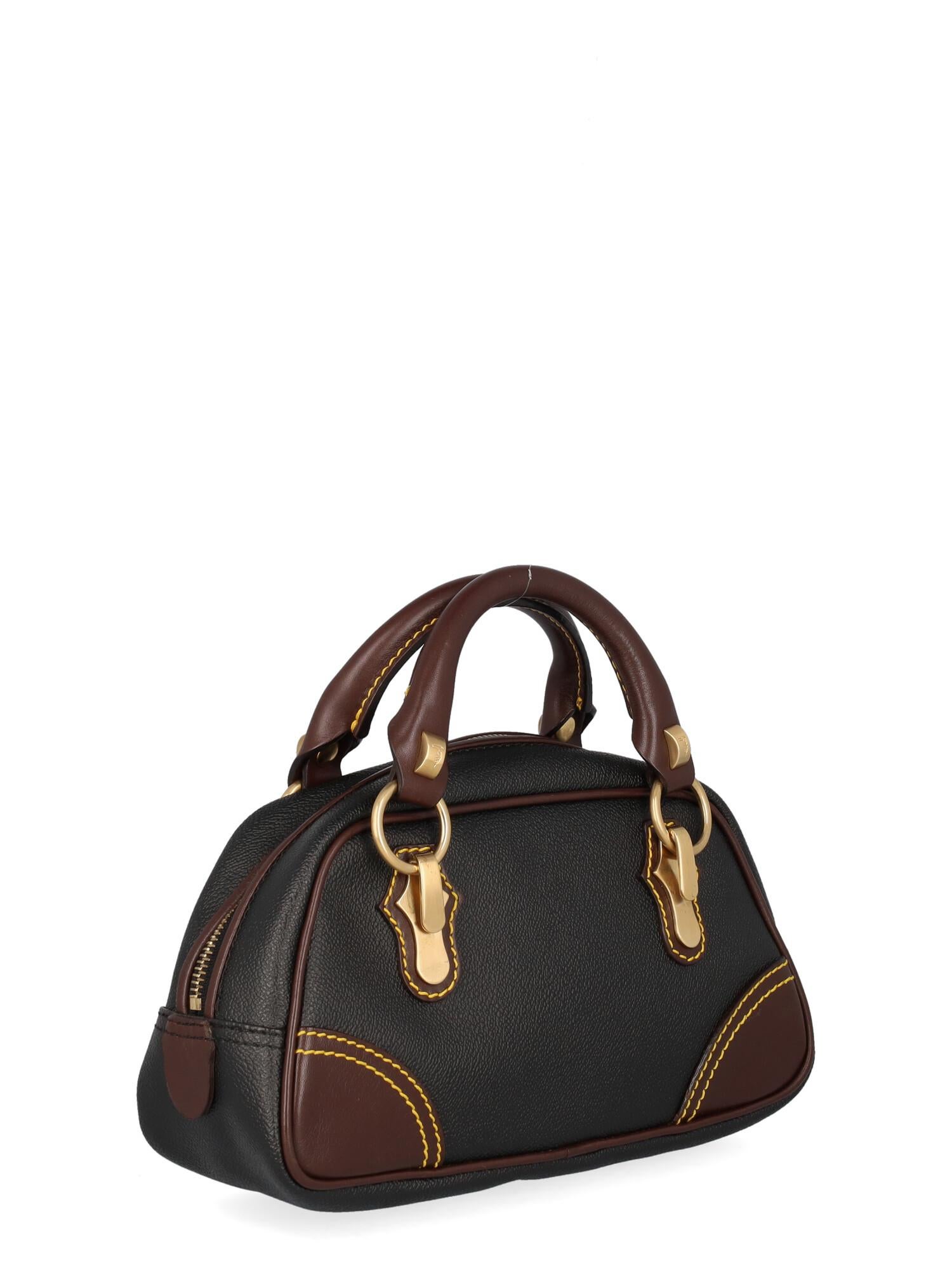 Trussardi Women Shoulder bags Black, Burgundy Leather  In Good Condition In Milan, IT