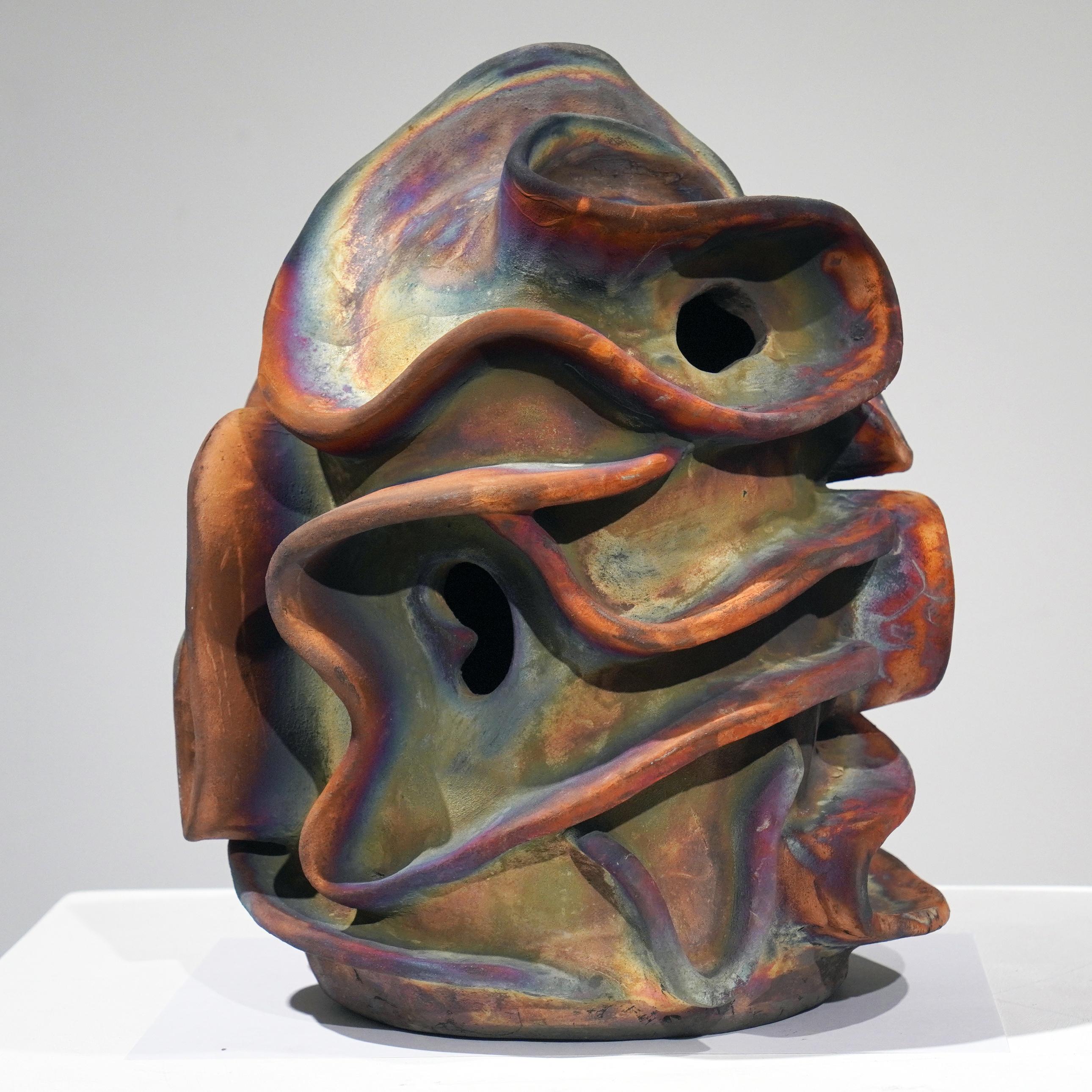 Contemporary Trust - life magnified collection raku ceramic pottery sculpture by Adil Ghani For Sale