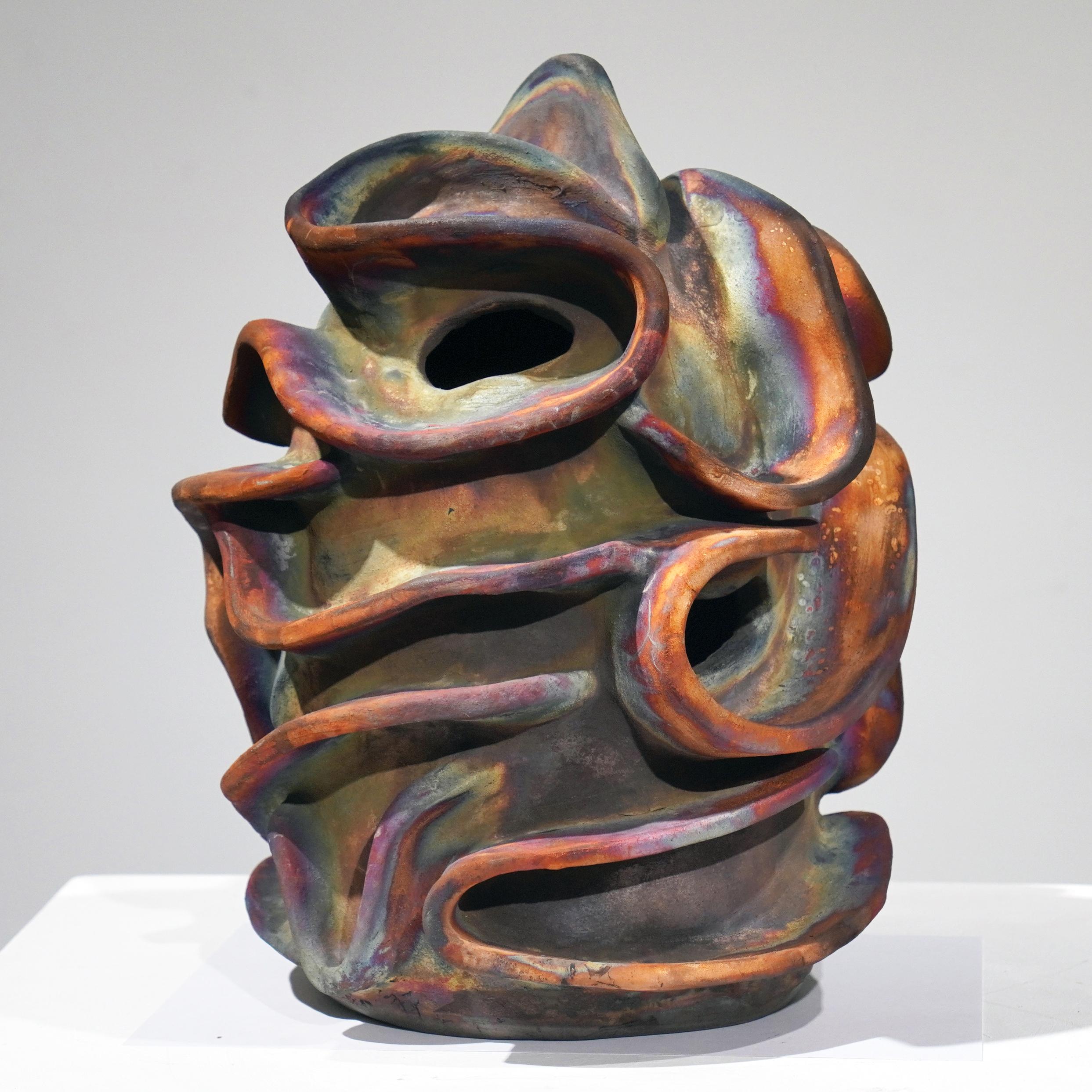 Ceramic Trust - life magnified collection raku ceramic pottery sculpture by Adil Ghani For Sale