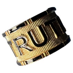 Signet Memento Mori Style Ring Enamel Truth