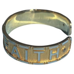 Truth Faith Cuff Ruby Heart Bracelet Blue Enamel Diamond Open Bangle J Dauphin