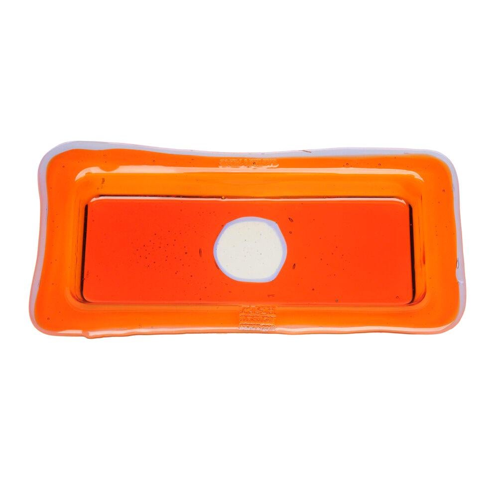 Try Large Rectangular Tray in Clear Orange, Lilac by Gaetano Pesce