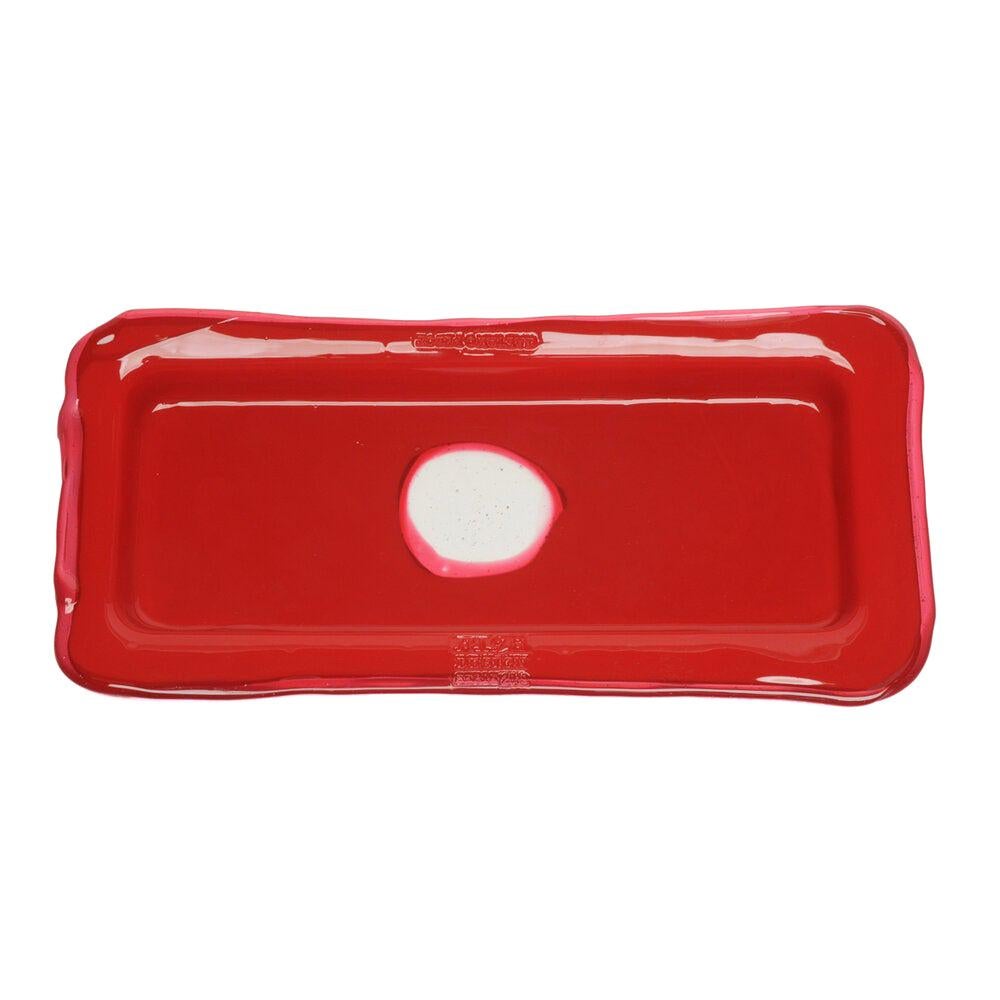 Try Large Rectangular Tray in Mat Red, Clear Fuchsia by Gaetano Pesce