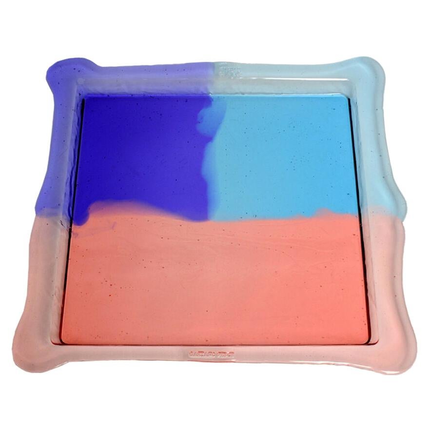 Try Large Square Tray in Clear Purple, Light Ruby, Light Blue by Gaetano Pesce For Sale