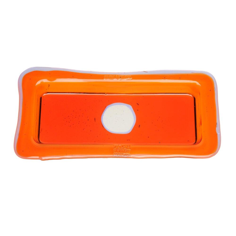 Try Small Rectangular Tray in Clear Orange, Lilac by Gaetano Pesce For Sale