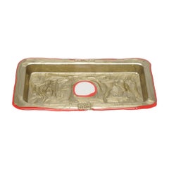 Try Small Rectangular Tray in Matt Bronze and Red by Gaetano Pesce