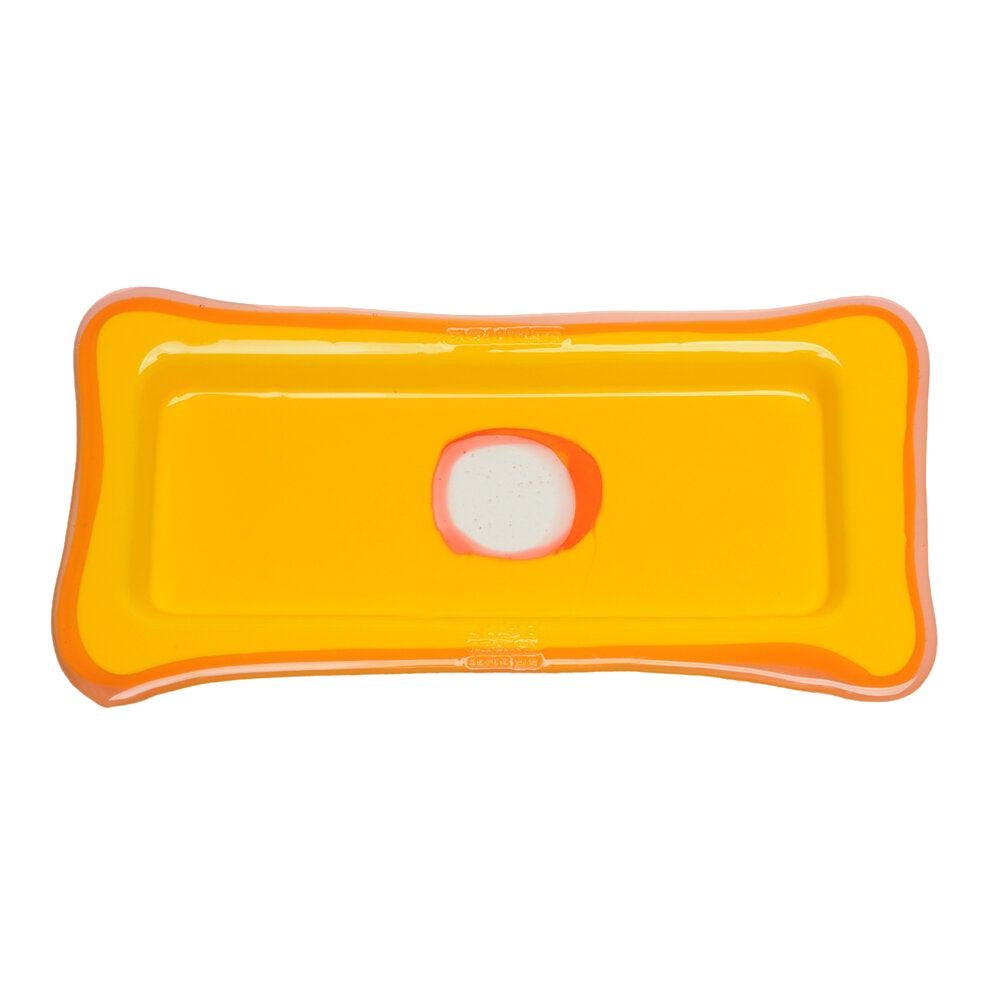 Try-Tray Small Rectangular Tray in Matt Yellow, Clear Fuchsia by Gaetano Pesce