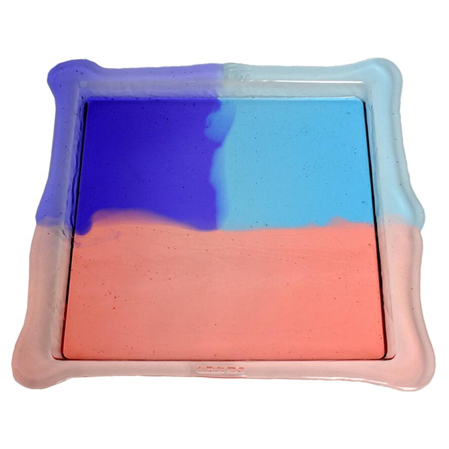 Try Small Square Tray in Clear Purple, Light Ruby, Light Blue by Gaetano Pesce