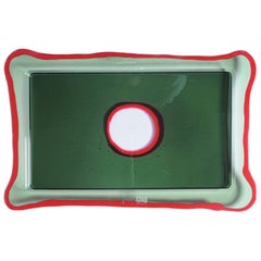 Grand plateau rectangulaire Try-Tray en vert foncé clair et rouge mat de Gaetano Pesce