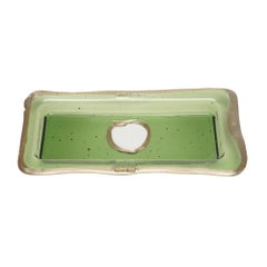 Grand plateau rectangulaire « Try-Tray » en vert transparent et argent de Gaetano Pesce