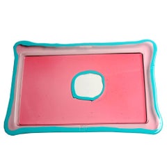 Grand plateau rectangulaire Try-Tray en rose transparent et turquoise mat de Gaetano Pesce