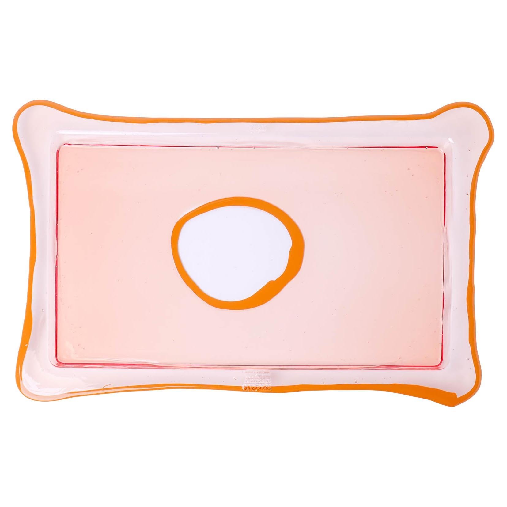 Grand plateau rectangulaire Try-Tray rouge mat, or de Gaetano Pesce