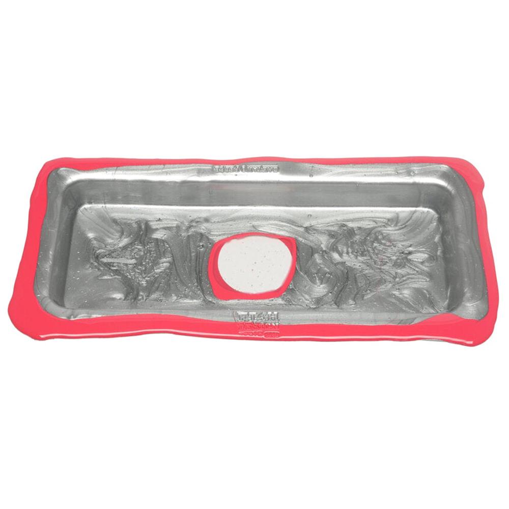 Try-Tray Large Rectangular Tray in Silver and Matt Fuchsia by Gaetano Pesce For Sale
