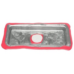 Try-Tray Large Rectangular Tray in Silver and Matt Fuchsia by Gaetano Pesce