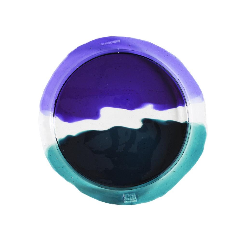 Try-Tray Large Round Tray in Clear Purple, Clear, Emerald Green by Gaetano Pesce