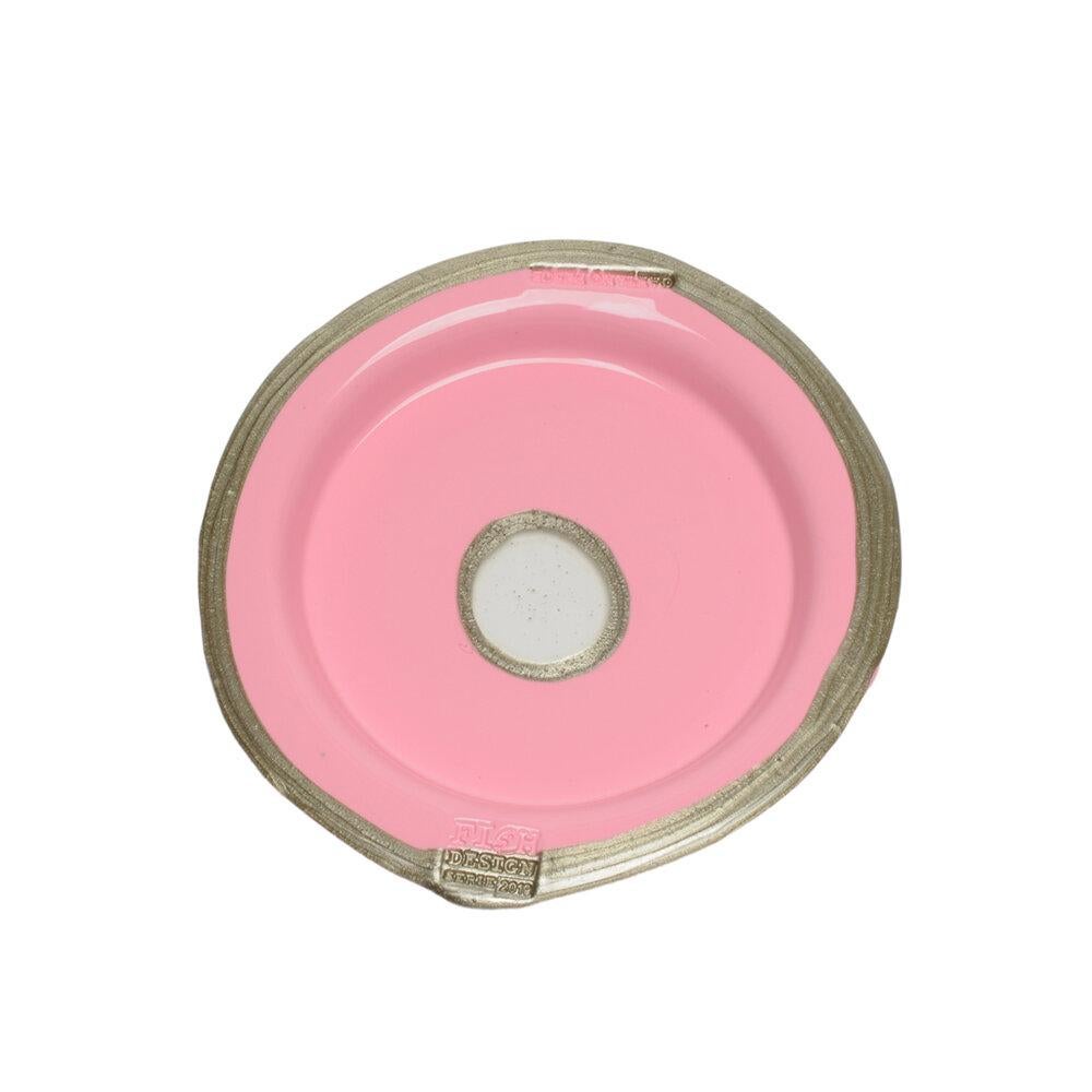 Try-Tray Large Round Tray in Matt Pink, Bronze by Gaetano Pesce