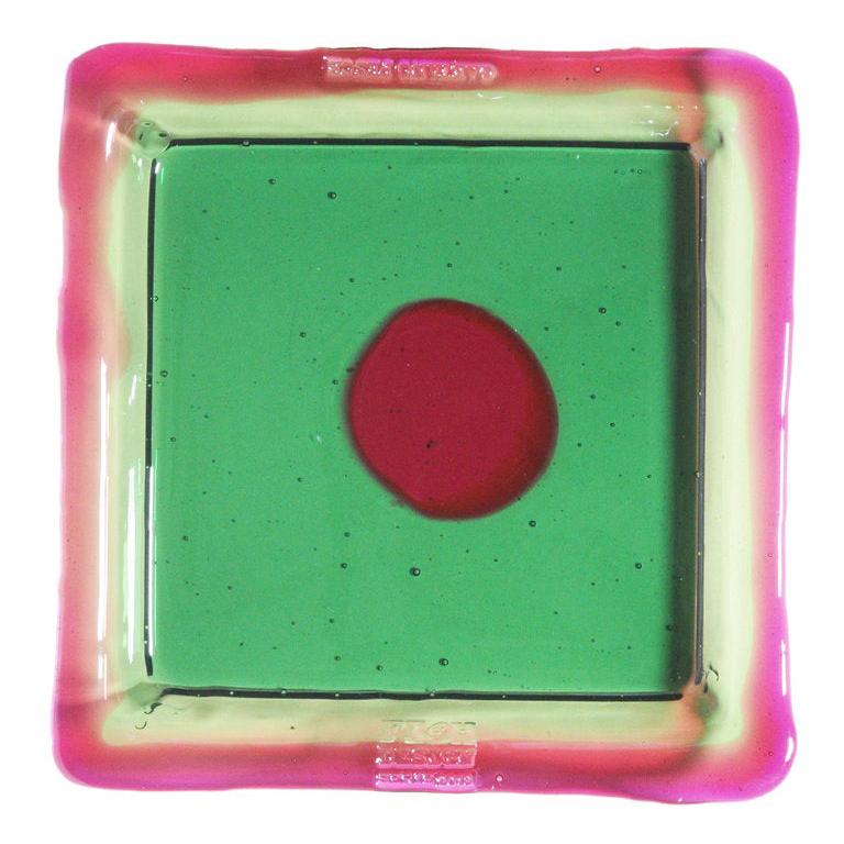 Try-Tray Großes, quadratisches Tablett in klarem Smaragd, Fuchsia von Gaetano Pesce