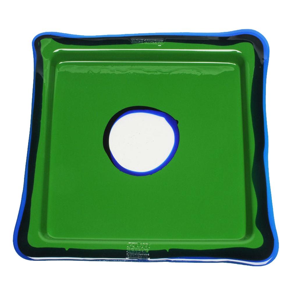 Try-Tray Großes, quadratisches Tablett in mattem Grasgrün, Blau von Gaetano Pesce