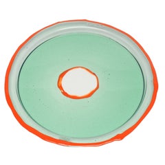 Plateau rond moyen Try-Tray en aqua transparent et orange mat de Gaetano Pesce