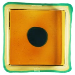 Try-Tray Medium Square Tray in Amber, Clear Emerald Green by Gaetano Pesce