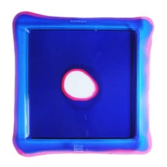 Try-Tray Medium Square Tray in Blue, Clear Fuchsia by Gaetano Pesce