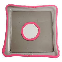 Try-Tray Medium Square Tray in Clear Fumè, Matt Fuchsia by Gaetano Pesce