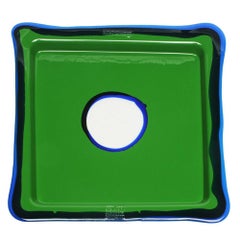 Plateau carré Try-Tray de taille moyenne en vert gazon mat, bleu de Gaetano Pesce