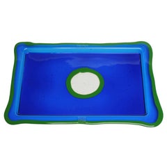 Plateau rectangulaire Try-Tray en bleu clair, vert mat par Gaetano Pesce