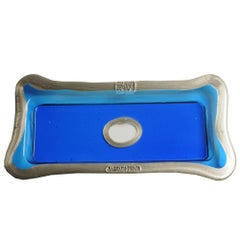 Try-Tray Small Rectangular Tray in Clear Blue, Matt Bronze by Gaetano Pesce