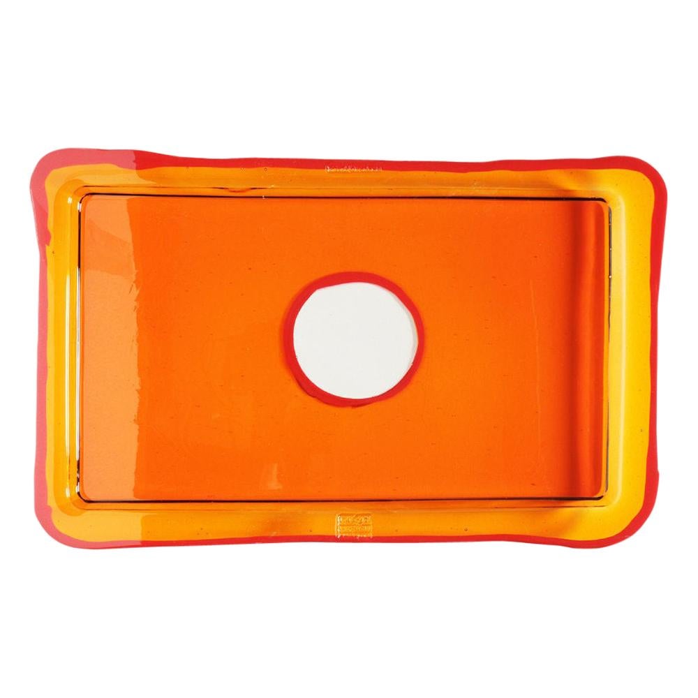 Try-Tray Small Rectangular Tray in Clear Orange, Matt Orange by Gaetano Pesce
