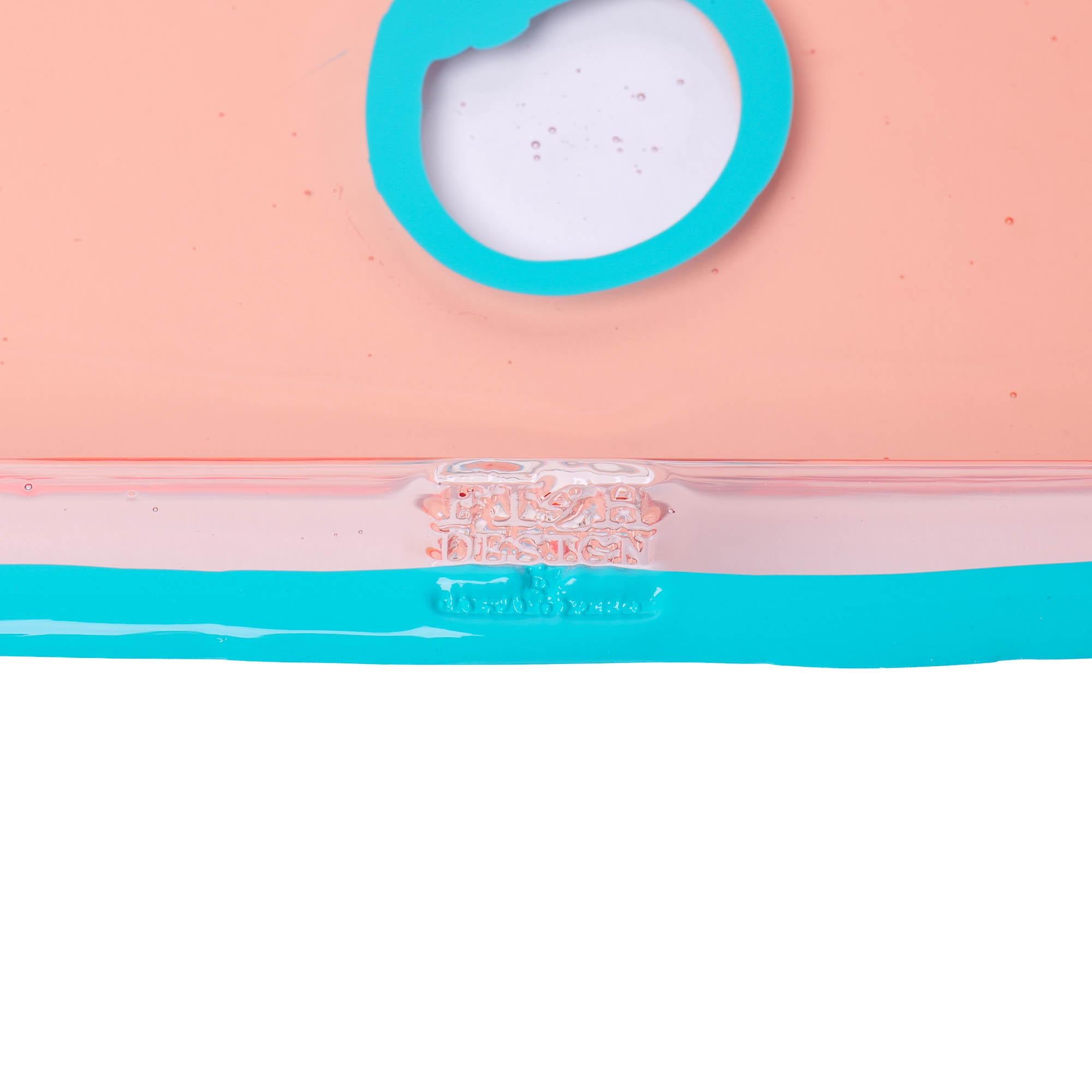 Gaetano Pesce Try-Tray Rectangular Small Light Ruby Turquoise In New Condition For Sale In barasso, IT