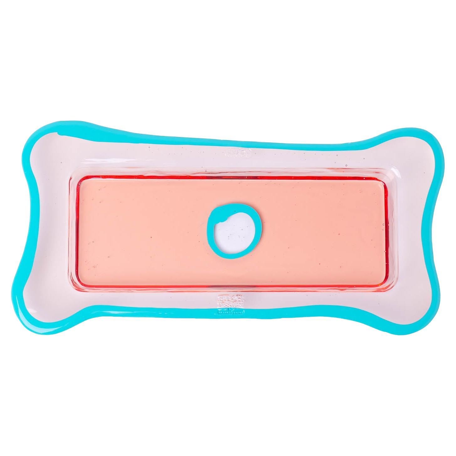 Gaetano Pesce Try-Tray Rectangular Small Light Ruby Turquoise
