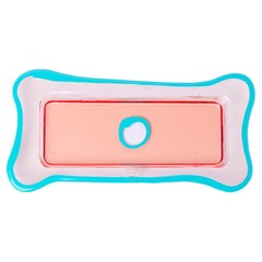 Vassoio rettangolare piccolo Try-Tray in argento e turchese opaco di Gaetano Pesce