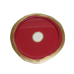 Try-Tray Small Round Tray in Matt Dark Fuchsia, Bronze by Gaetano Pesce