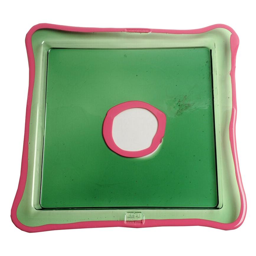 Try-Tray Small Square Tray in Clear Green, Matt Fuchsia by Gaetano Pesce For Sale