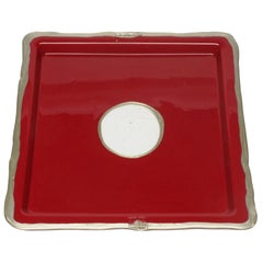 Petit plateau carré Try-Tray en cerisier mat et bronze de Gaetano Pesce