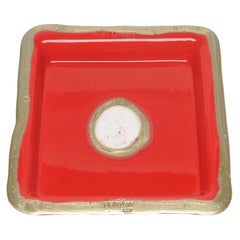 Petit plateau carré Try-Tray en rouge mat, bronze de Gaetano Pesce