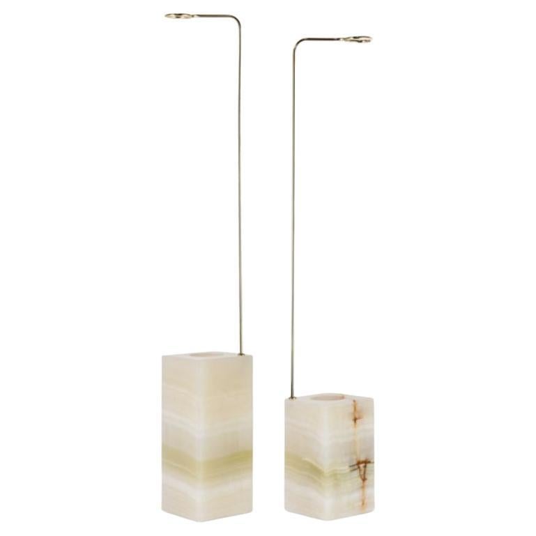Tryanna – Onyx Green Persian Plant Stand in Inox and Gold Elegance