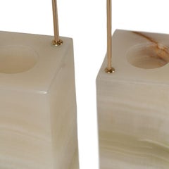 Tryanna – Sculptural Plant Stand in Persian Green Onyx with Gold Detail