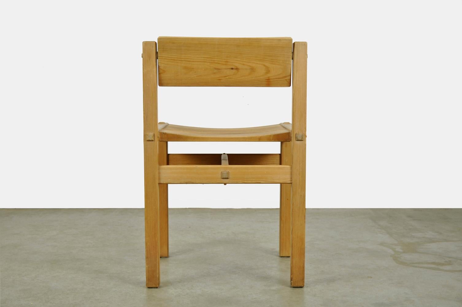 Trybo pine dining chairs (4) by Edvin Helseth for Stange Bruk, Norway 1960s For Sale 9