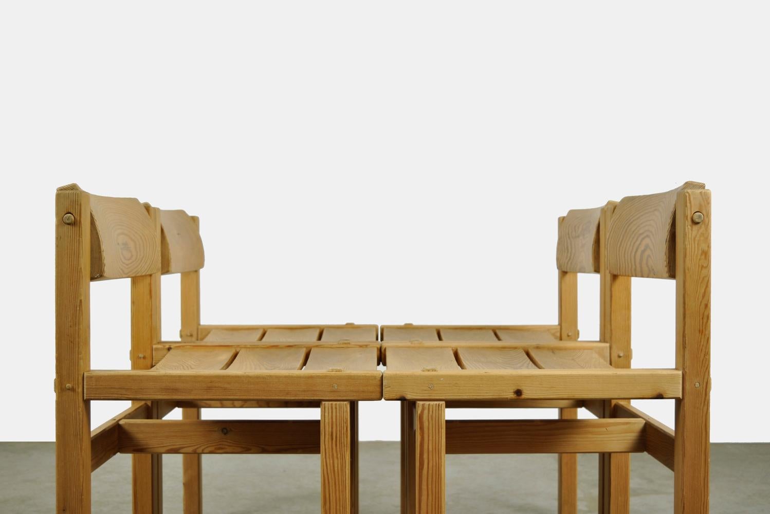 Trybo pine dining chairs (4) by Edvin Helseth for Stange Bruk, Norway 1960s For Sale 2