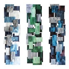 "Tryptic" Original Glass and Metal Wall Sculpture