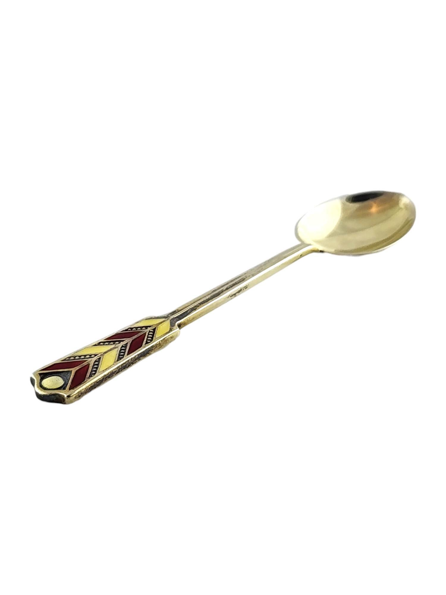 T&S Birmingham England Set of 5 Sterling Silver Enamel Chevron Spoons #18694 For Sale 2