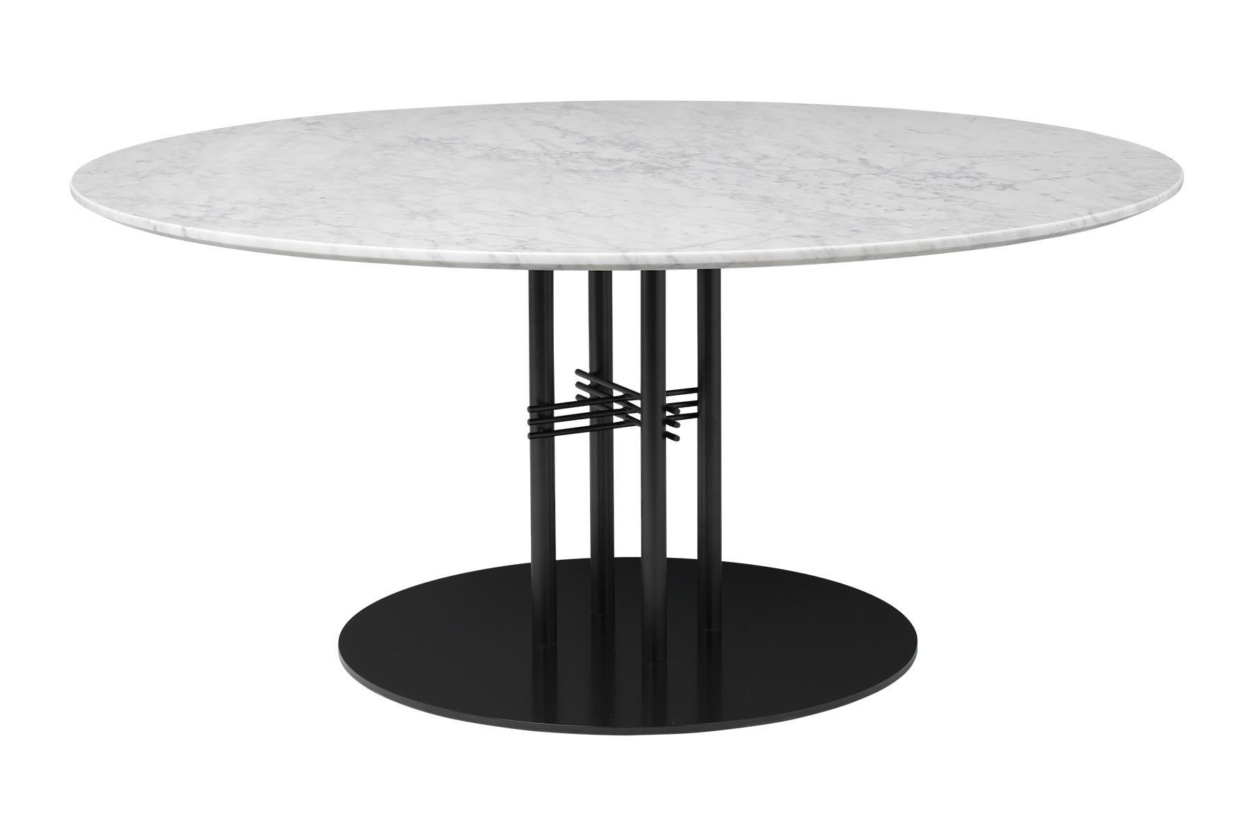 Scandinave moderne Table de salon à colonne TS, ronde, base noire, grande, stratifié en vente