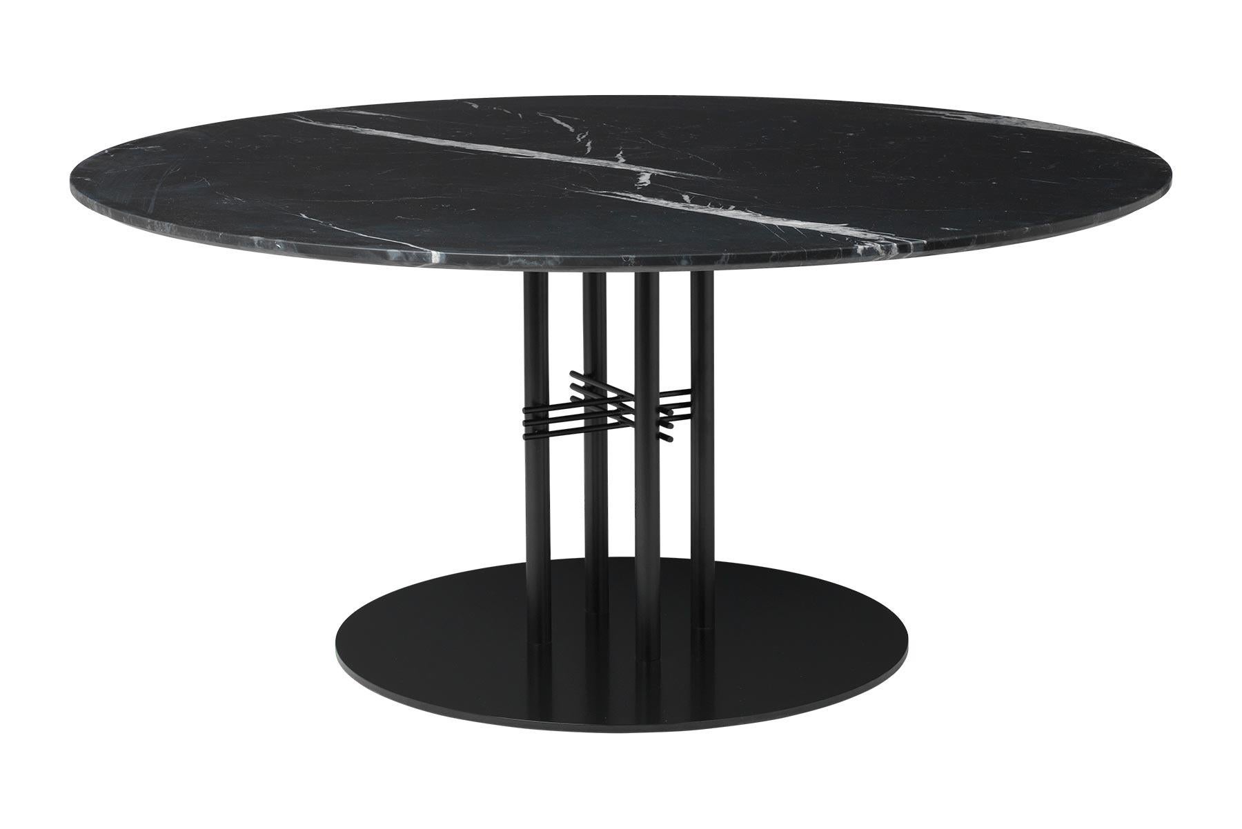 Danois Table de salon à colonne TS, ronde, base noire, grande, stratifié en vente