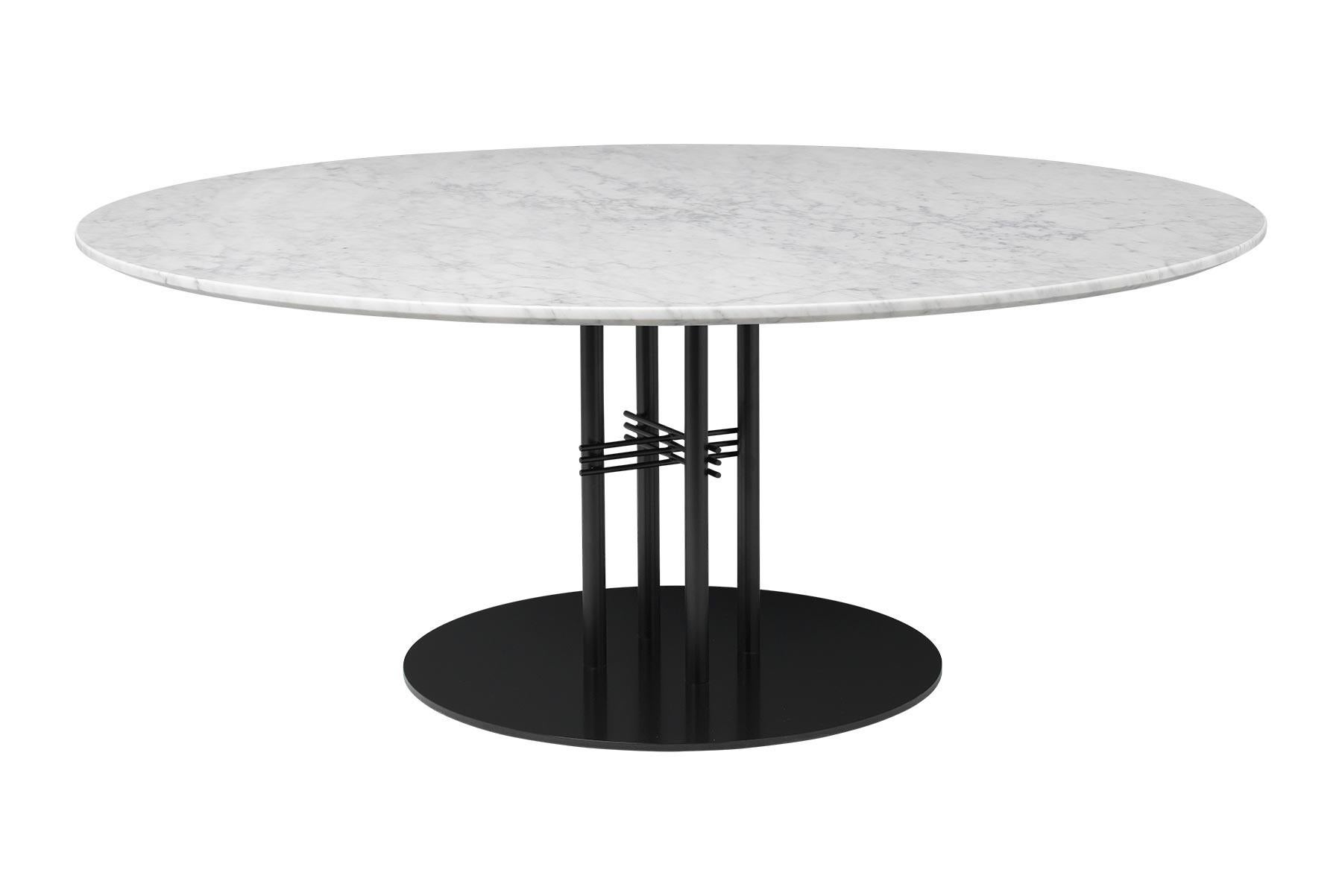 Scandinave moderne Table de salon à colonne TS, ronde, base noire, grande, marbre en vente