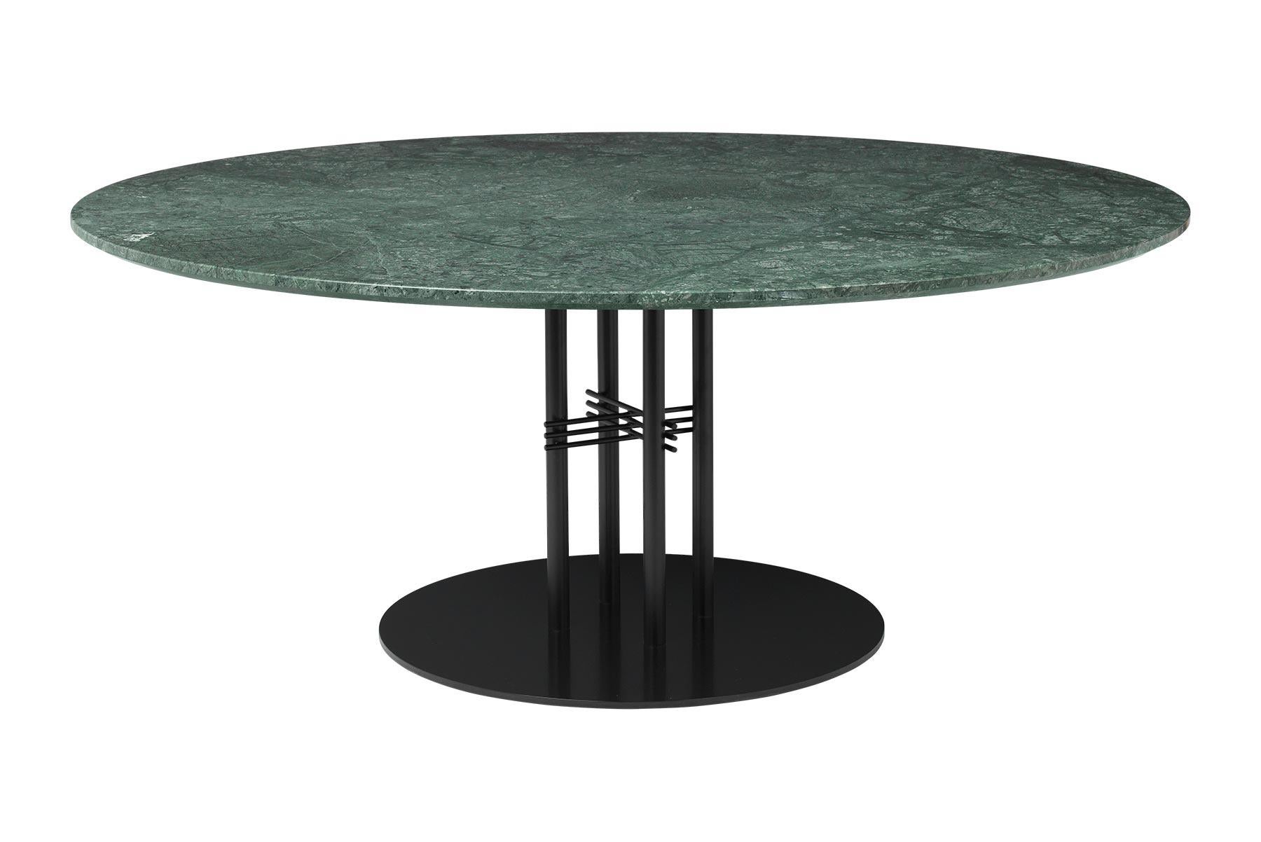Polished TS Column Lounge Table, Round, Black Base, Large, Marble