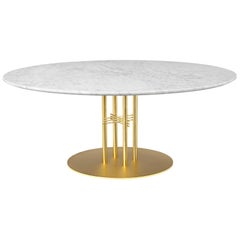 TS Column Lounge Table, Round, Black Base, Large, Marble