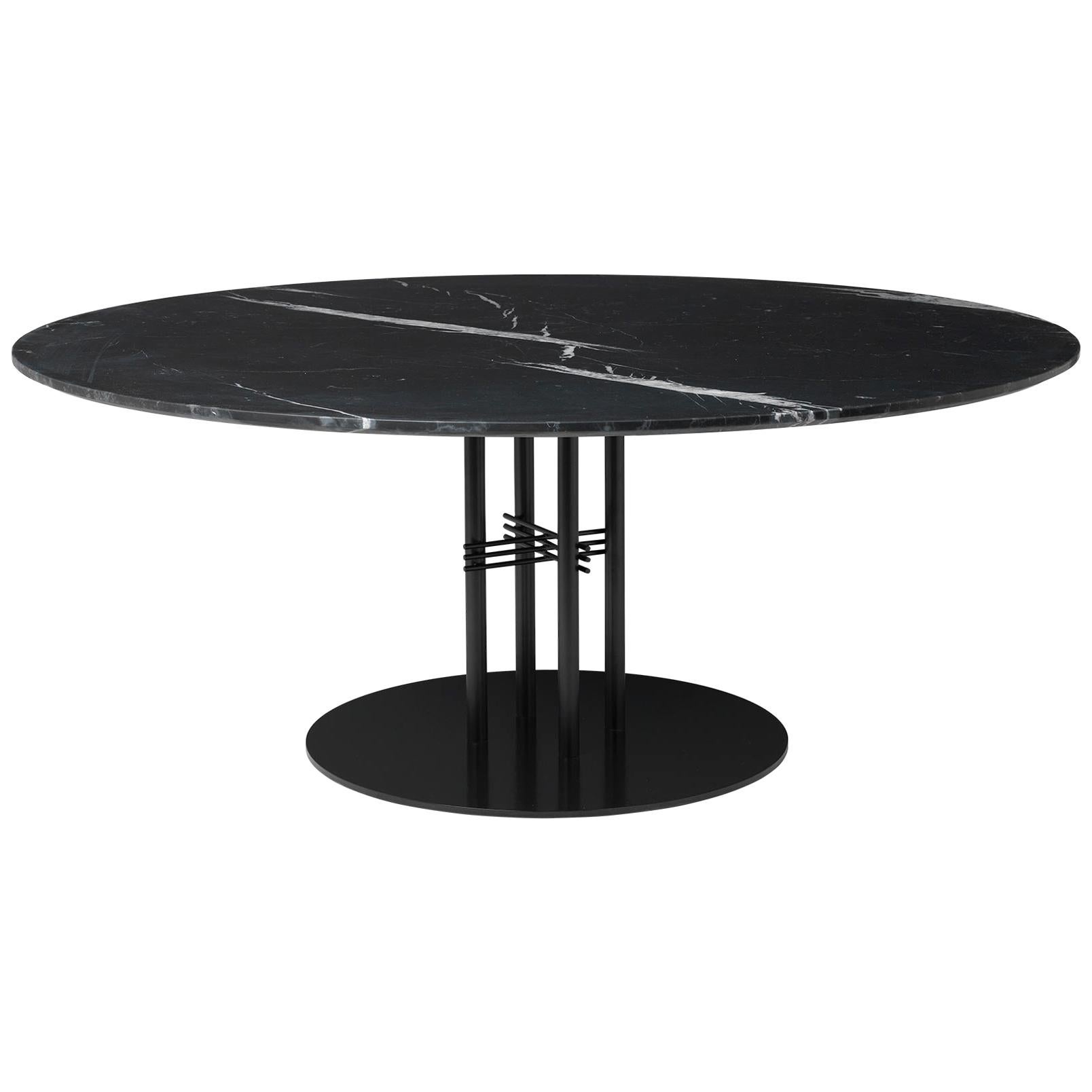 Table de salon à colonne TS, ronde, base noire, grande, marbre